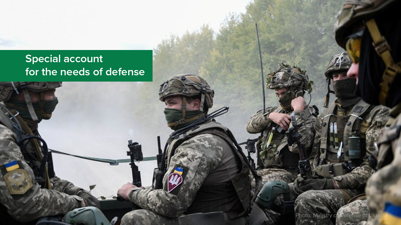 Over UAH 5.4 Billion Transferred for Needs of Defense from Special Account Opened by NBU